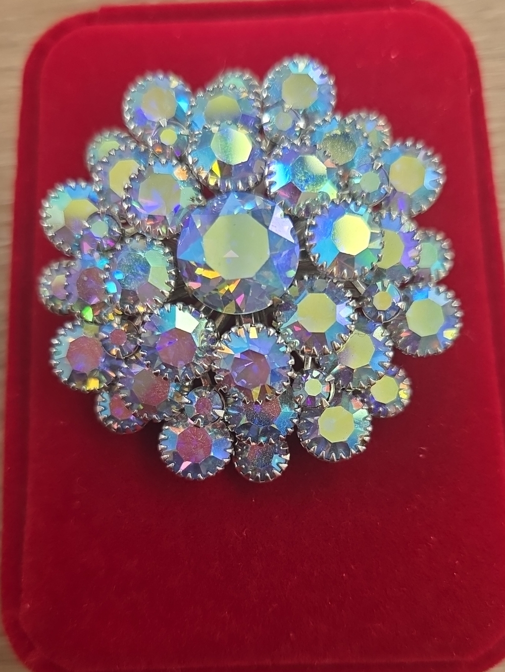 Light Blue And AB Rhinestones Cluster Brooch